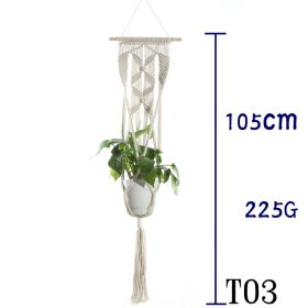 Flower Pot Net Bag Beige Cotton Rope Indoor Plant Hanger Hanging Basket Sling (Option: 1 style)