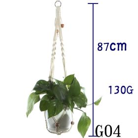 Flower Pot Net Bag Beige Cotton Rope Indoor Plant Hanger Hanging Basket Sling (Option: 3 style)